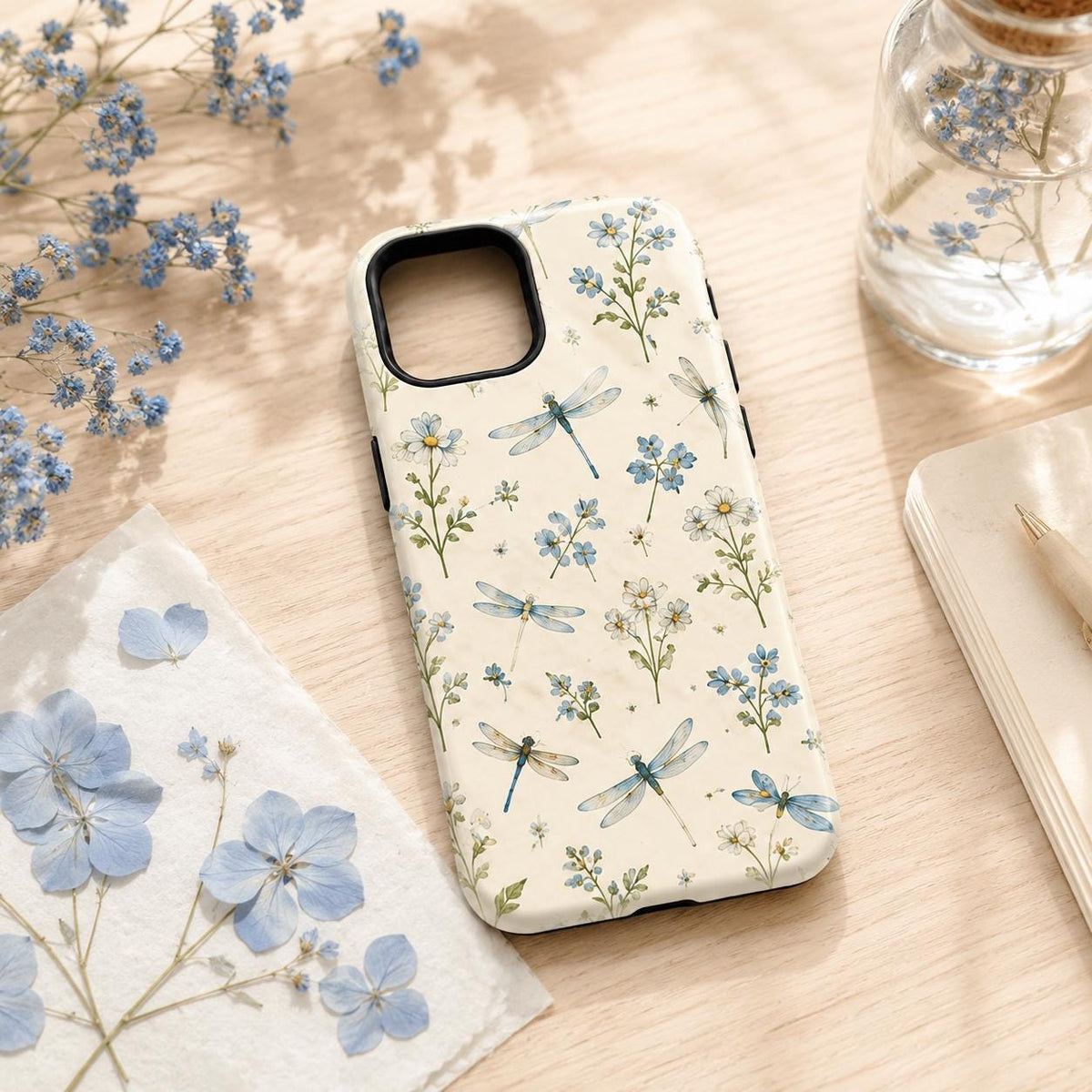 Wildflower Bug Phone Case, Cottagecore Floral iPhone Case, Daisy Butterfly Nature Case Gift