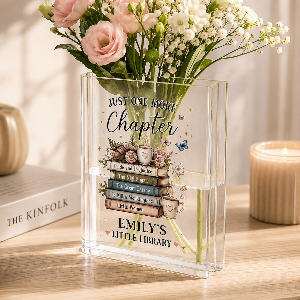 Personalized Acrylic Book Vase, Custom Book Lover Flower Vase, Reader Gift With Name - product image 2