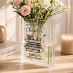 Personalized Acrylic Book Vase, Custom Book Lover Flower Vase, Reader Gift With Name – product photo 2