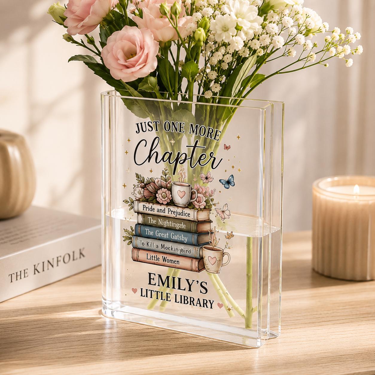 Personalized Acrylic Book Vase, Custom Book Lover Flower Vase, Reader Gift With Name - product image 2