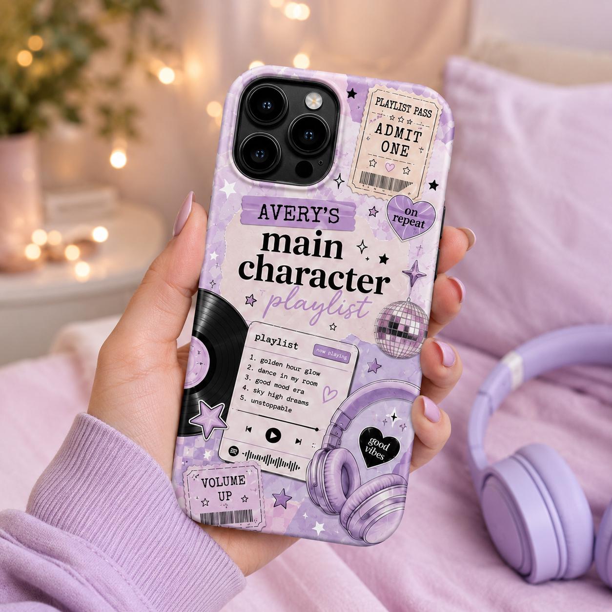 Personalized Playlist Tough Phone Case, Custom Name Music Lover Case