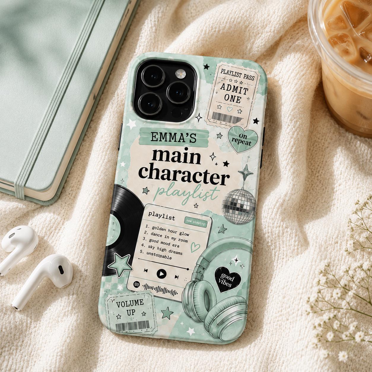 Personalized Playlist Tough Phone Case, Custom Name Music Lover Case