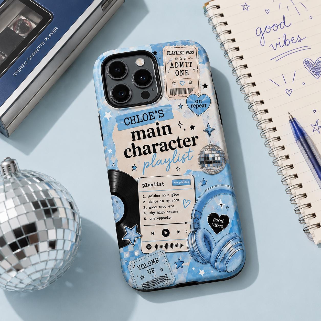 Personalized Playlist Tough Phone Case, Custom Name Music Lover Case