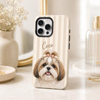 Custom Pet Portrait Phone Case, Personalized Dog Photo iPhone Case, Pet Lover Gift
