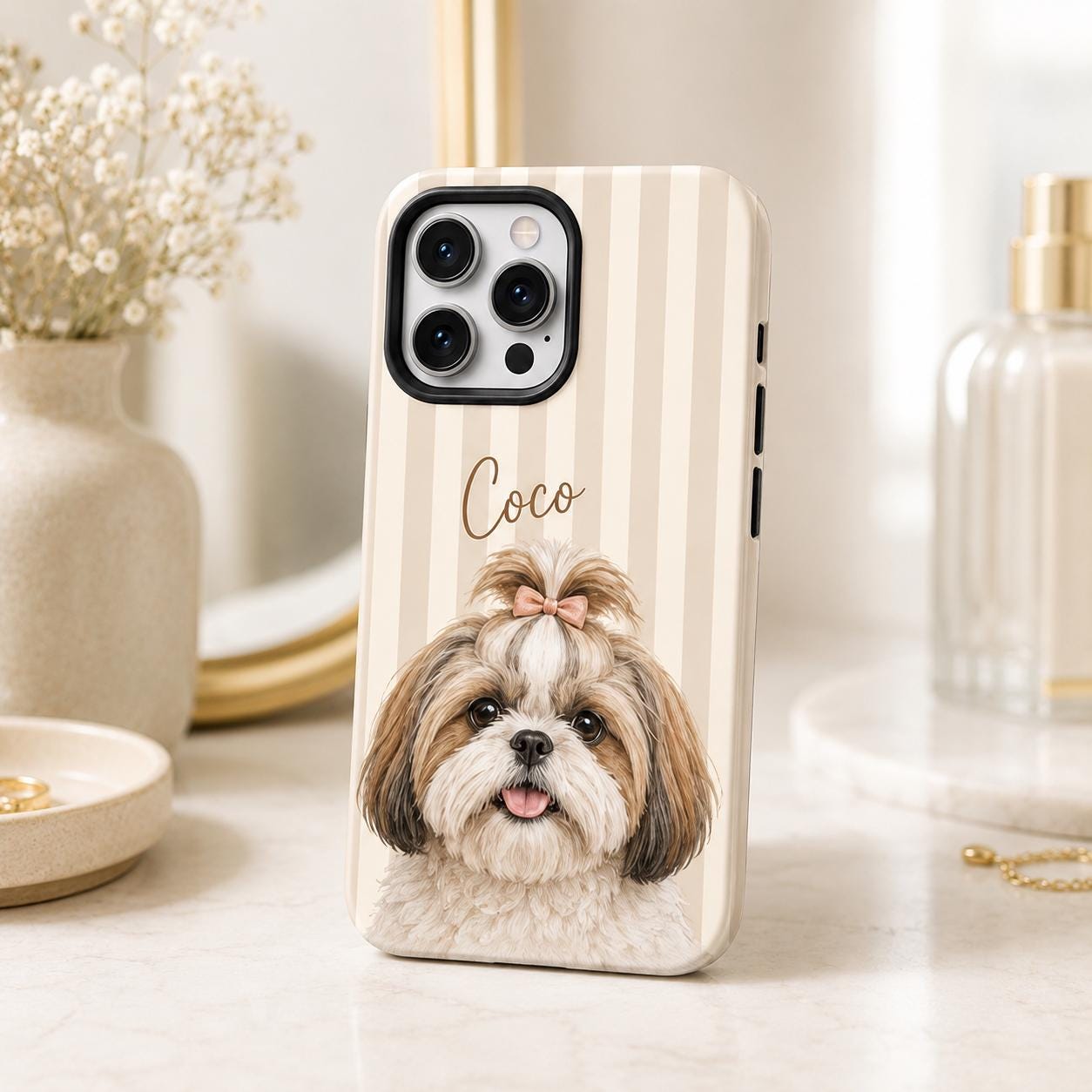 Custom Pet Portrait Phone Case, Personalized Dog Photo iPhone Case, Pet Lover Gift