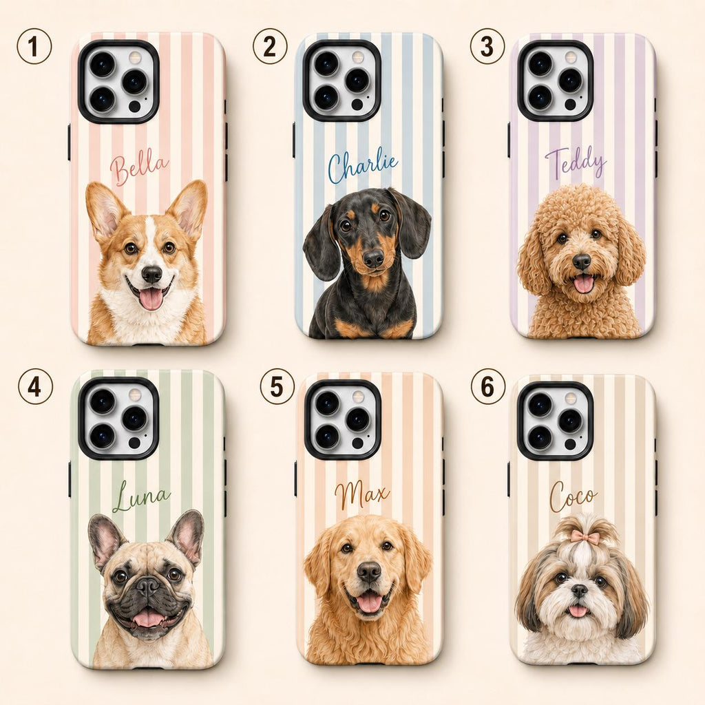 Custom Pet Portrait Phone Case, Personalized Dog Photo iPhone Case, Pet Lover Gift