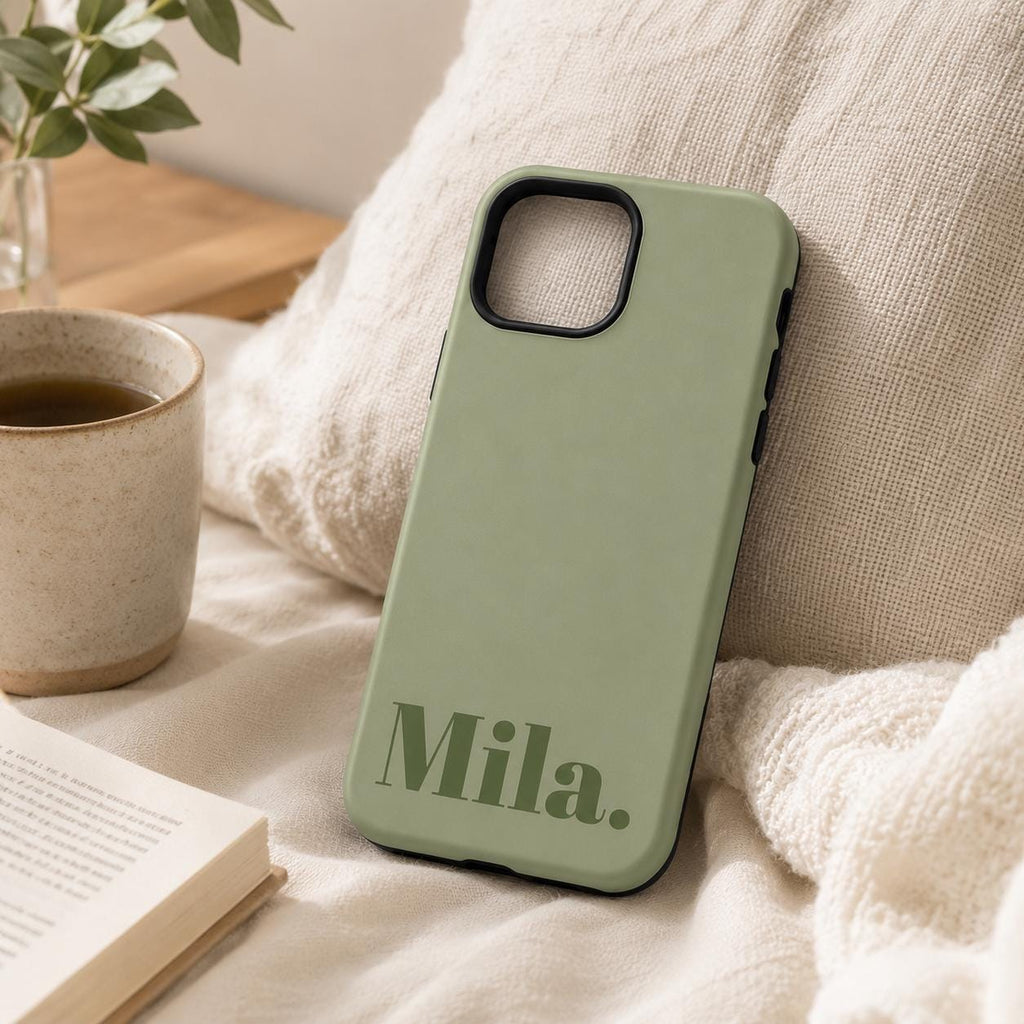 Personalized Name Phone Case, Minimal Solid Color iPhone Case, Custom Name Case Gift