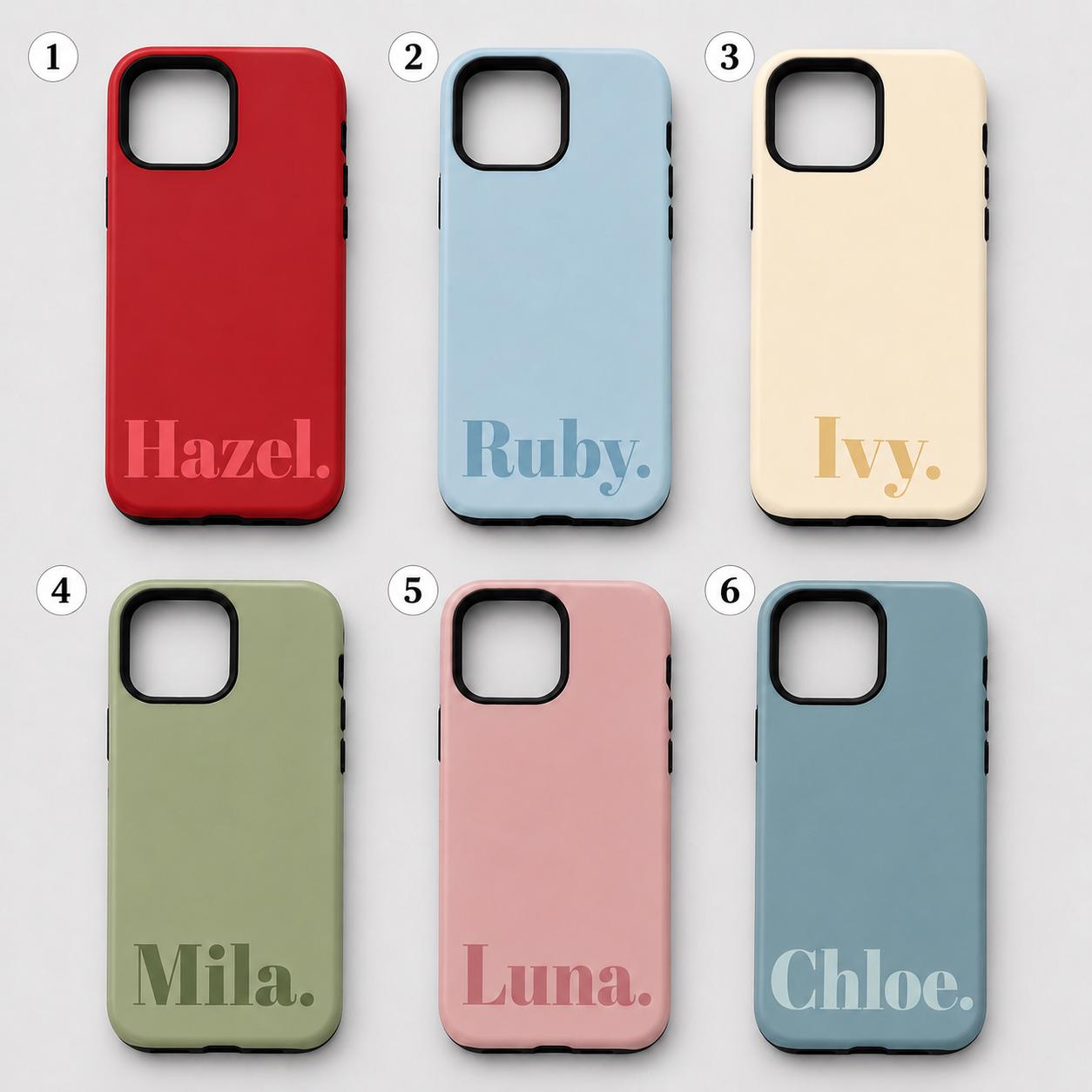 Personalized Name Phone Case, Minimal Solid Color iPhone Case, Custom Name Case Gift