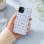 Gingham Star Phone Case, Colorful Plaid iPhone Case, Cute Coquette Checkered Case Gift