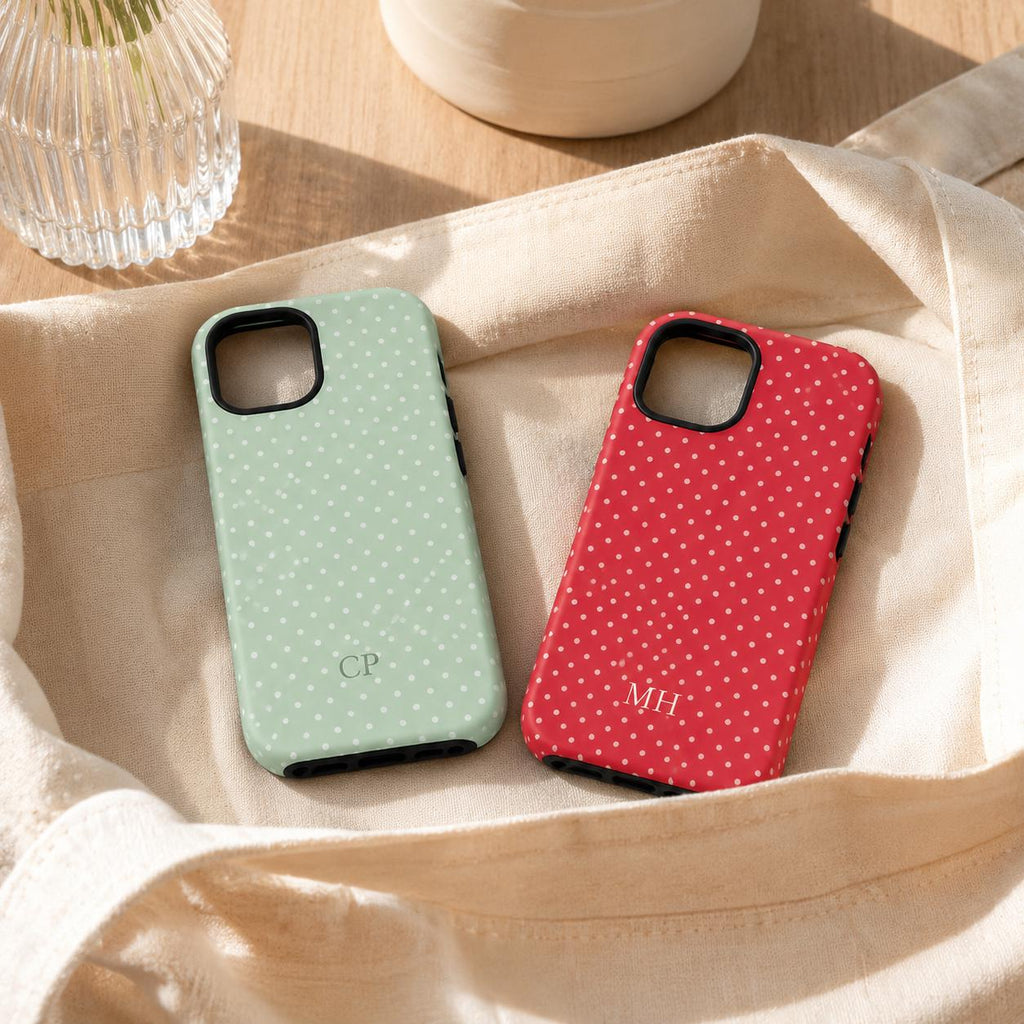 Personalized Polka Dot Phone Case, Custom Initial iPhone Case, Minimal Dot Pattern Case Gift