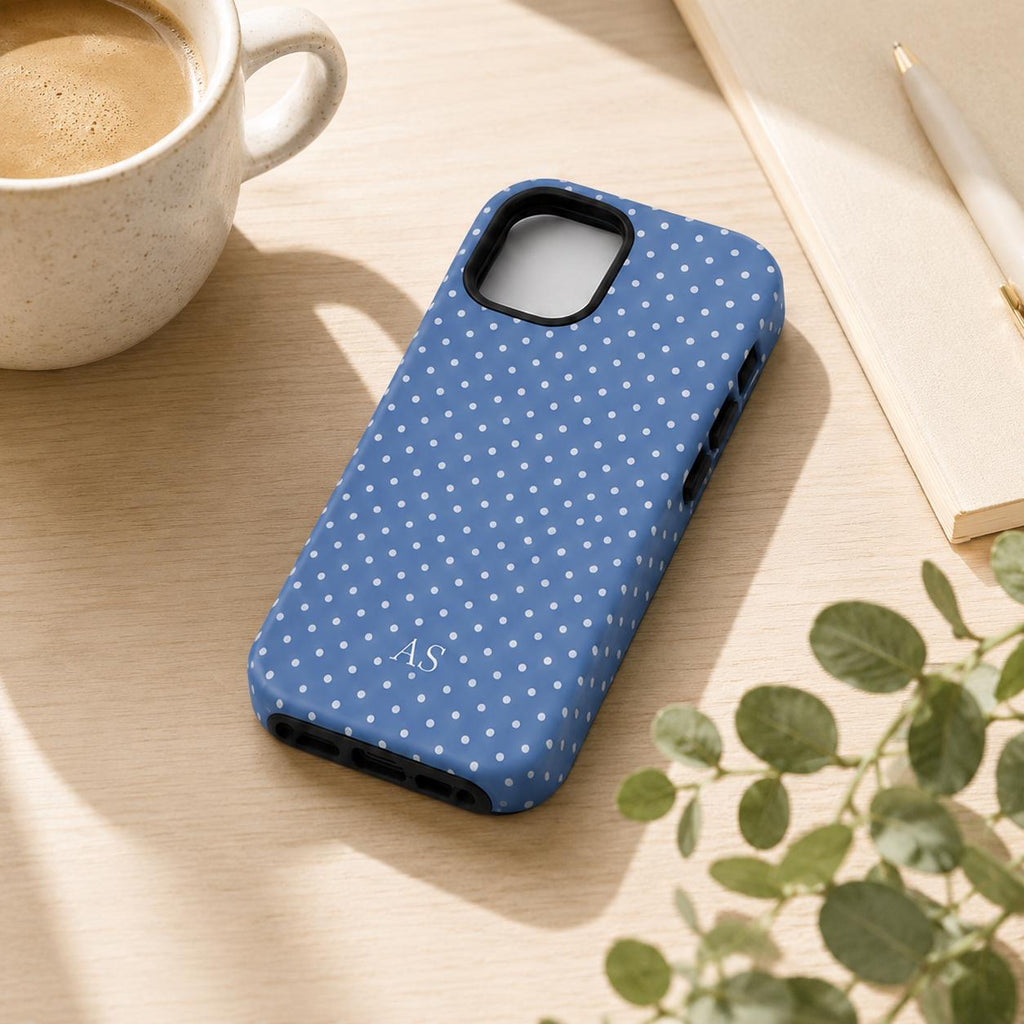 Personalized Polka Dot Phone Case, Custom Initial iPhone Case, Minimal Dot Pattern Case Gift