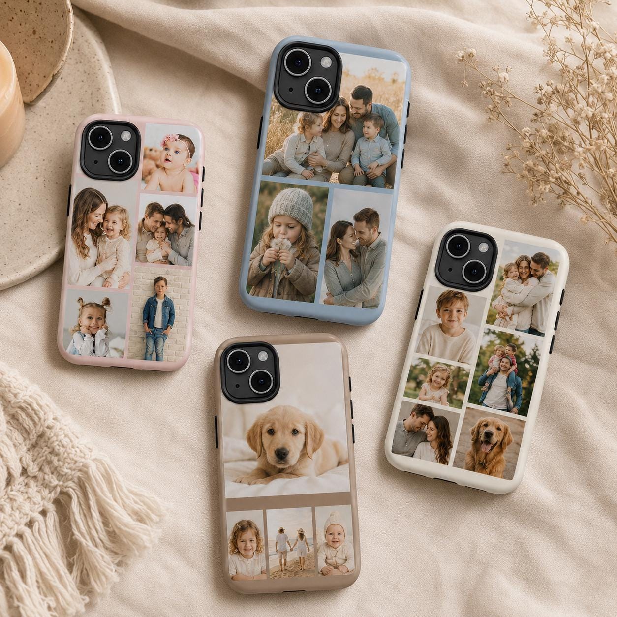 Custom Photo Collage Phone Case, Personalized Family Picture iPhone Case, Mom Photo Gift