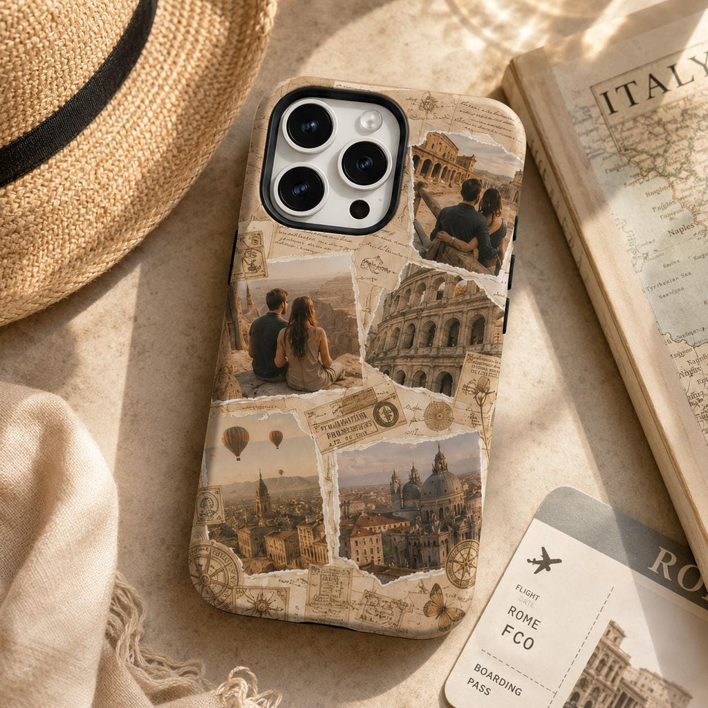 Vintage Photo Collage Phone Case, Personalized Couple Family iPhone Case, Custom Memory Gift