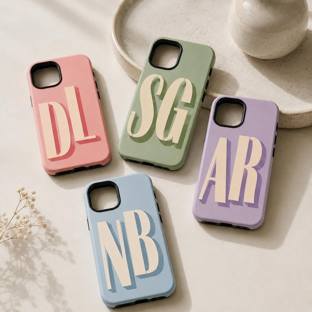 Custom Initial Phone Case, Personalized Monogram iPhone Case, Bold Letter Name Case Gift
