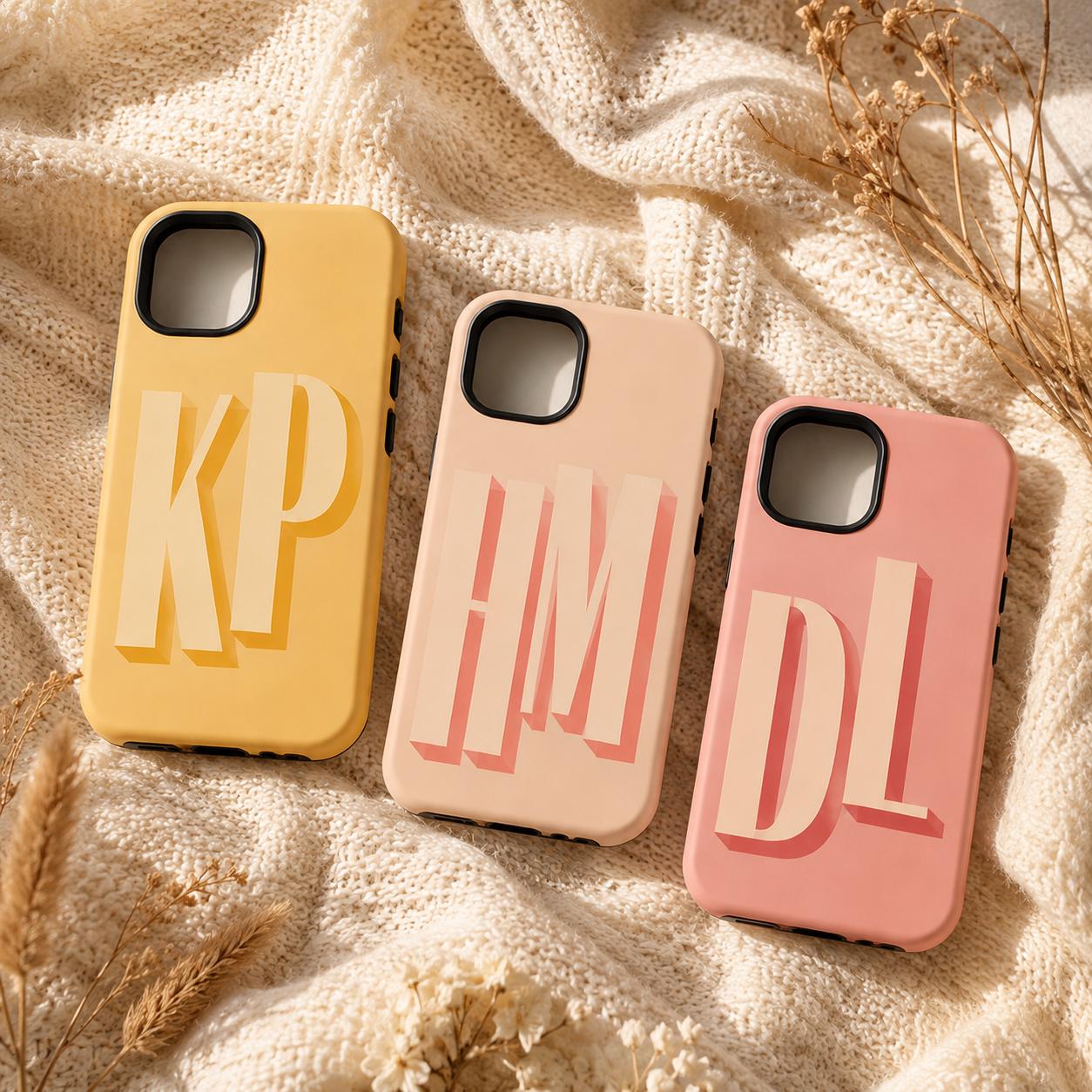 Custom Initial Phone Case, Personalized Monogram iPhone Case, Bold Letter Name Case Gift