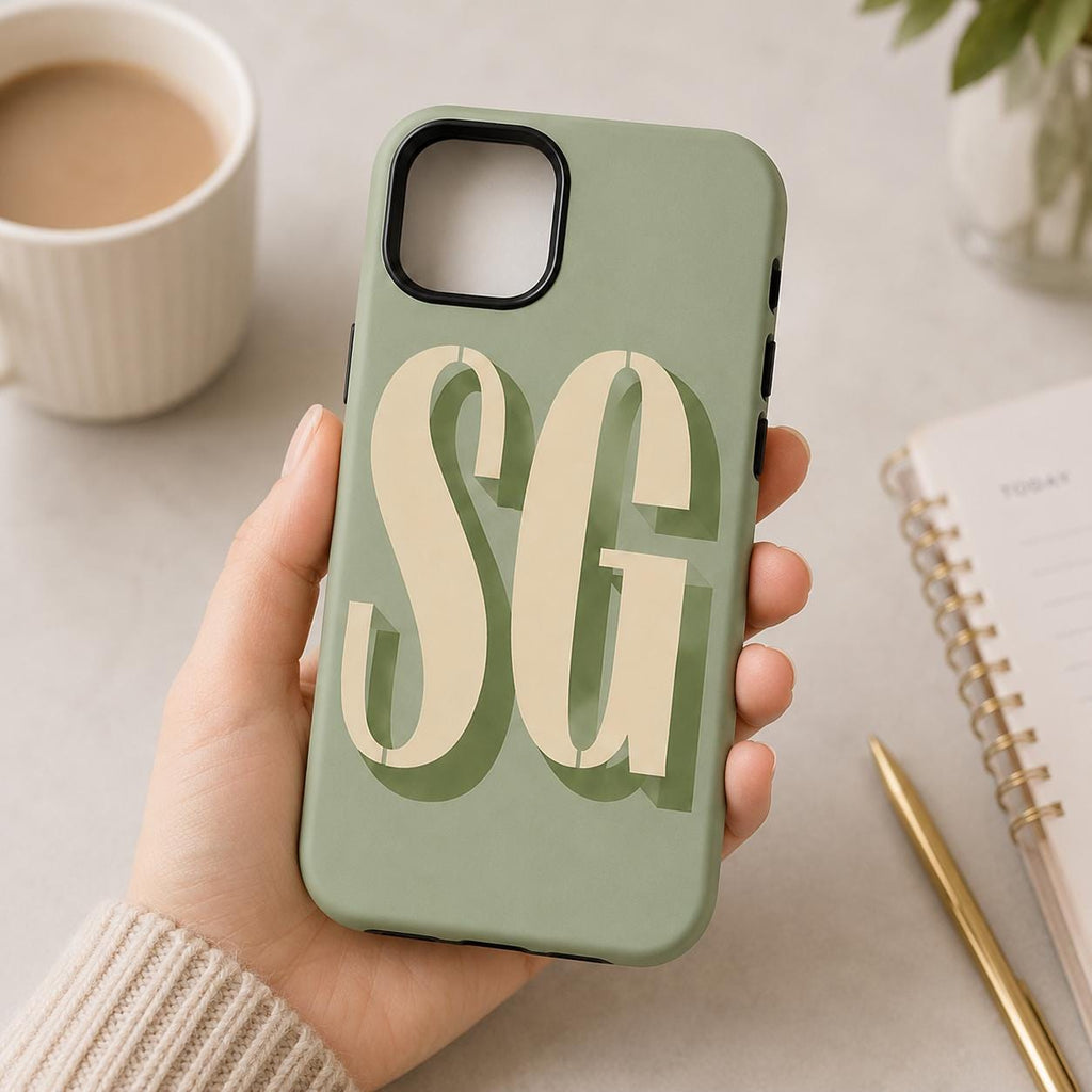 Custom Initial Phone Case, Personalized Monogram iPhone Case, Bold Letter Name Case Gift