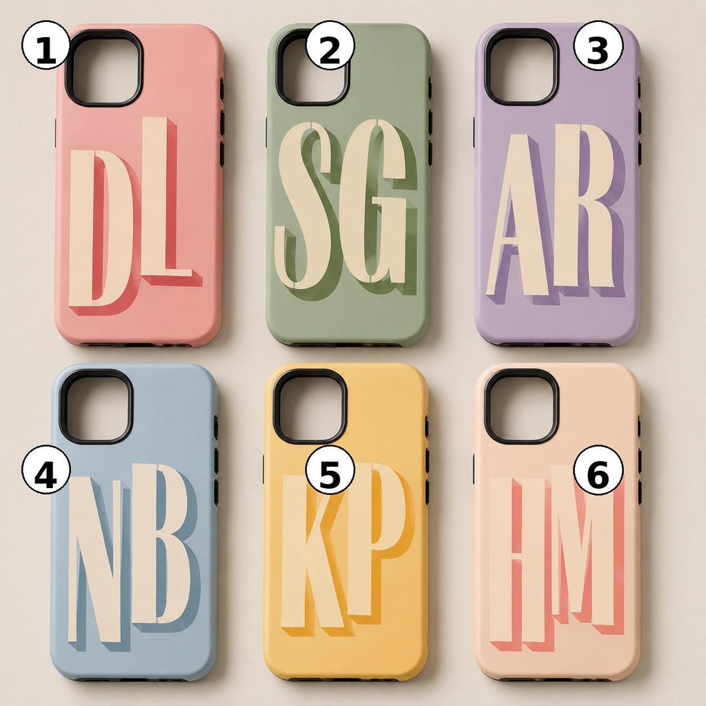 Custom Initial Phone Case, Personalized Monogram iPhone Case, Bold Letter Name Case Gift