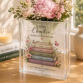 Personalized Family Acrylic Book Vase, Custom Name Book Stack Vase, Family Keepsake Gift for Mom Grandma - product image 1