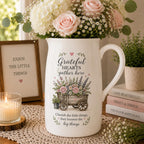 Personalized Grateful Hearts Ceramic Pitcher Vase – main product view