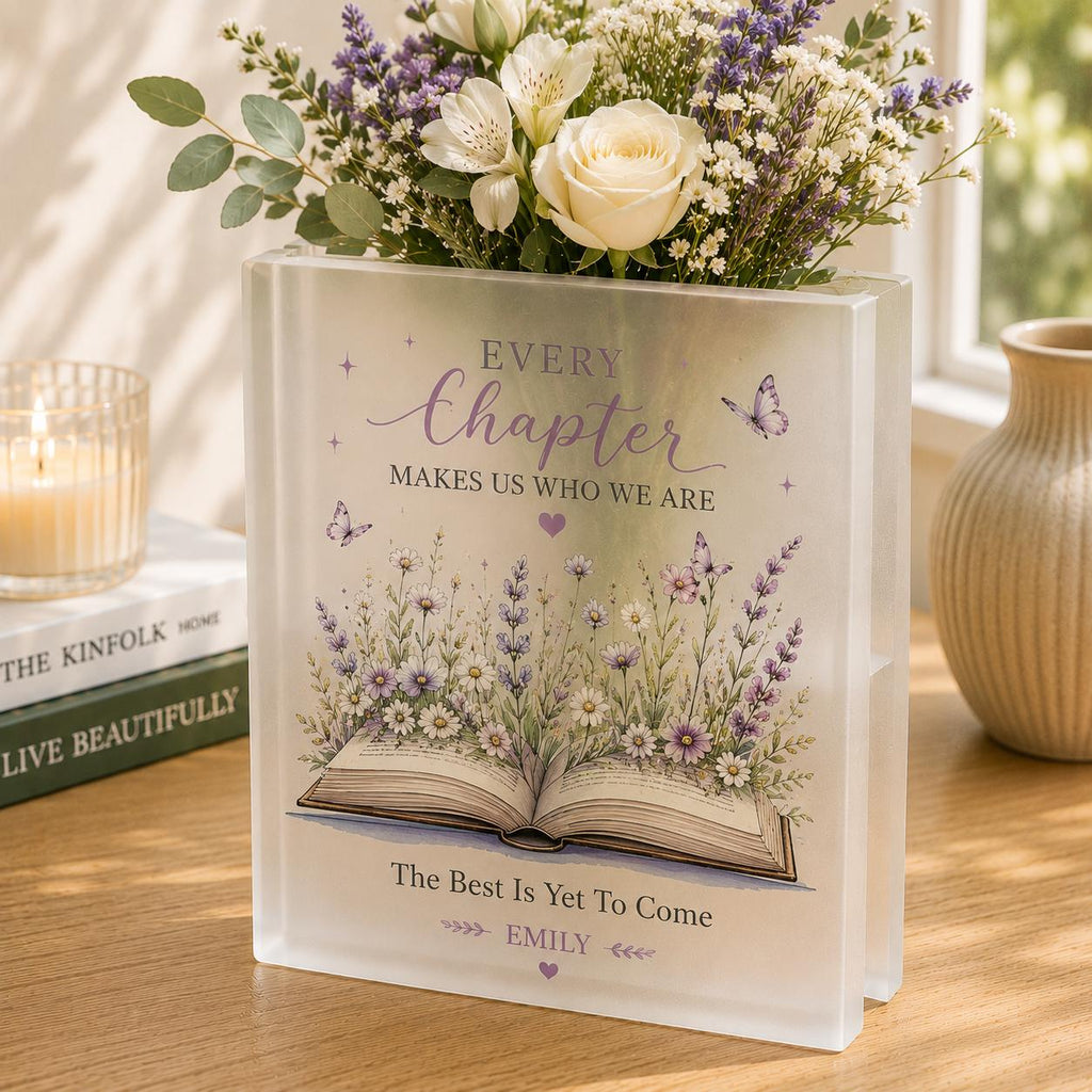 Personalized Book Vase, Custom Acrylic Flower Vase, Book Lover Gift, Graduation Gift for Her, Teacher - product image 1