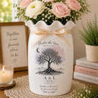 Personalized Anniversary Ceramic Pitcher Vase, Custom Initials Flower Vase – product photo 2