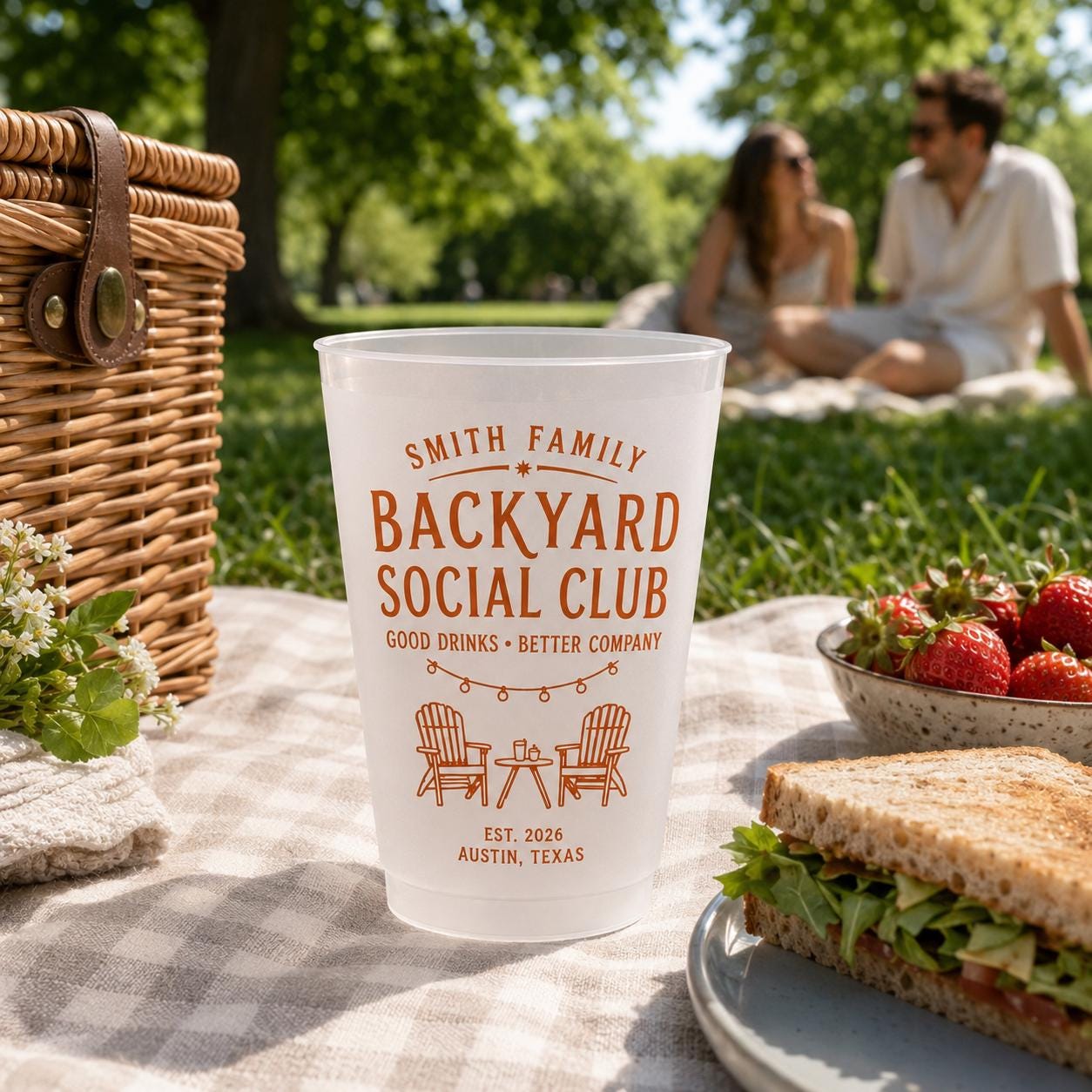 Personalized Frosted Cups, Backyard Social Club Party Cups, Custom Family Name Pool & Patio Cups, Summer Housewarming Gift