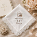 Our Vows Embroidered Handkerchief, Personalized Wedding Vow Hanky, Satin Lace Keepsake Gift for Bride Groom