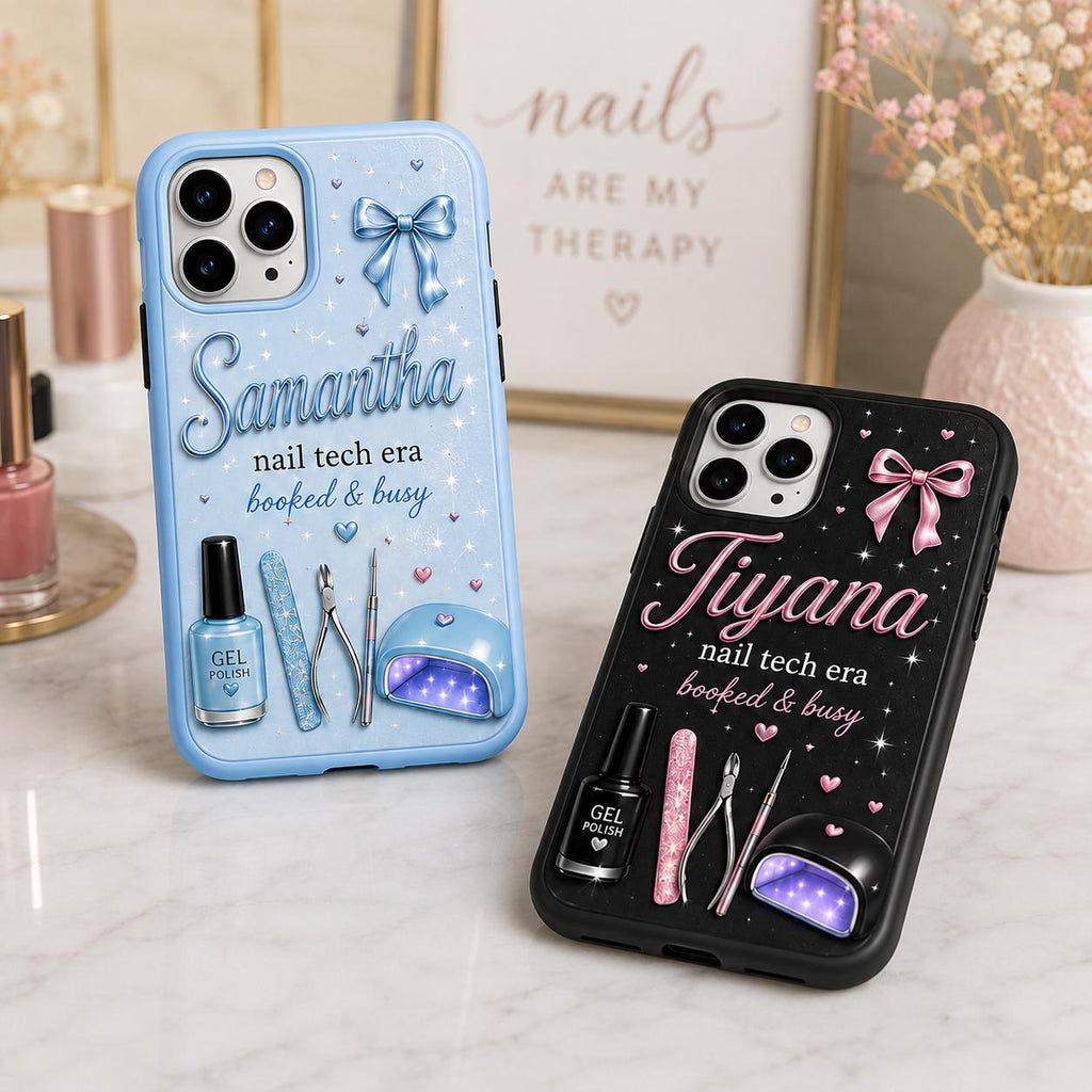 Personalized Nail Tech Phone Case, Custom Name Tough, Nail Tech Gift