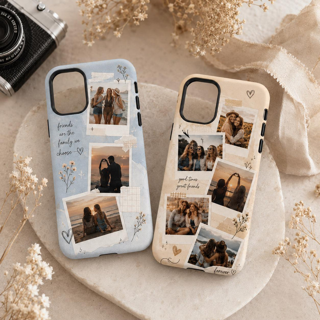 Custom Best Friend Photo Case, Personalized Polaroid Collage iPhone Case, Friendship Gift