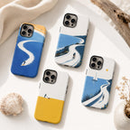Surfer Wave Phone Case, Blue Ocean Beach iPhone Case, Minimal Coastal Surf Case Gift