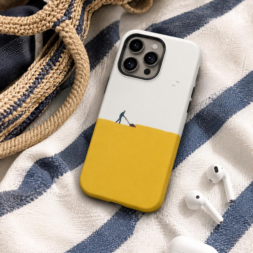 Surfer Wave Phone Case, Blue Ocean Beach iPhone Case, Minimal Coastal Surf Case Gift