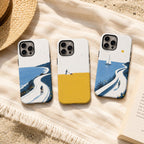 Surfer Wave Phone Case, Blue Ocean Beach iPhone Case, Minimal Coastal Surf Case Gift