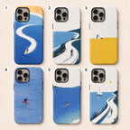 Surfer Wave Phone Case, Blue Ocean Beach iPhone Case, Minimal Coastal Surf Case Gift