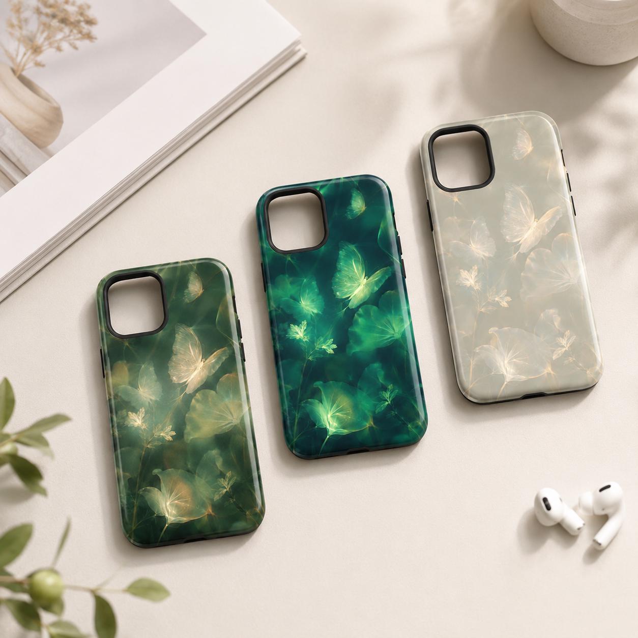 Ethereal Butterfly Phone Case, Green Botanical iPhone Case, Fairycore Nature Case Gift