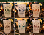 Personalized Campfire Frosted Cups, Custom Family Camping Cups, Cabin Weekend Party Favors, Lake House Reunion Cups