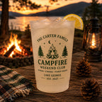 Personalized Campfire Frosted Cups, Custom Family Camping Cups, Cabin Weekend Party Favors, Lake House Reunion Cups