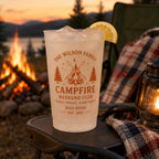Personalized Campfire Frosted Cups, Custom Family Camping Cups, Cabin Weekend Party Favors, Lake House Reunion Cups
