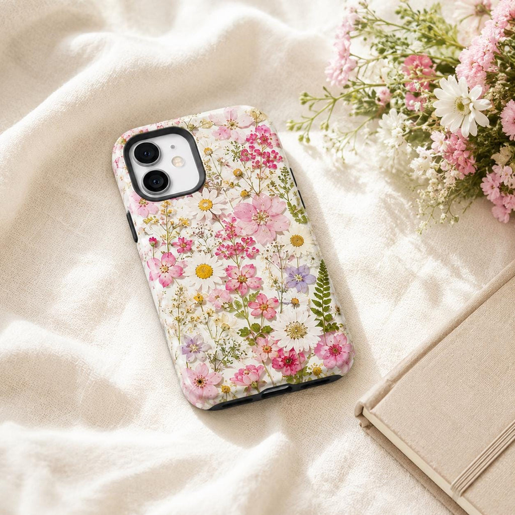 Pressed Flower Phone Case, Wildflower Daisy iPhone Case, Botanical Garden Case Gift