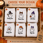 Personalized Family Boo Crew Embroidered Socks, Custom Mama Daddy Little Boo Ghost Socks, Matching Halloween Family Gift