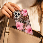 Leopard Hibiscus Phone Case, Tropical Floral iPhone Case, Pink Flower Animal Print Gift