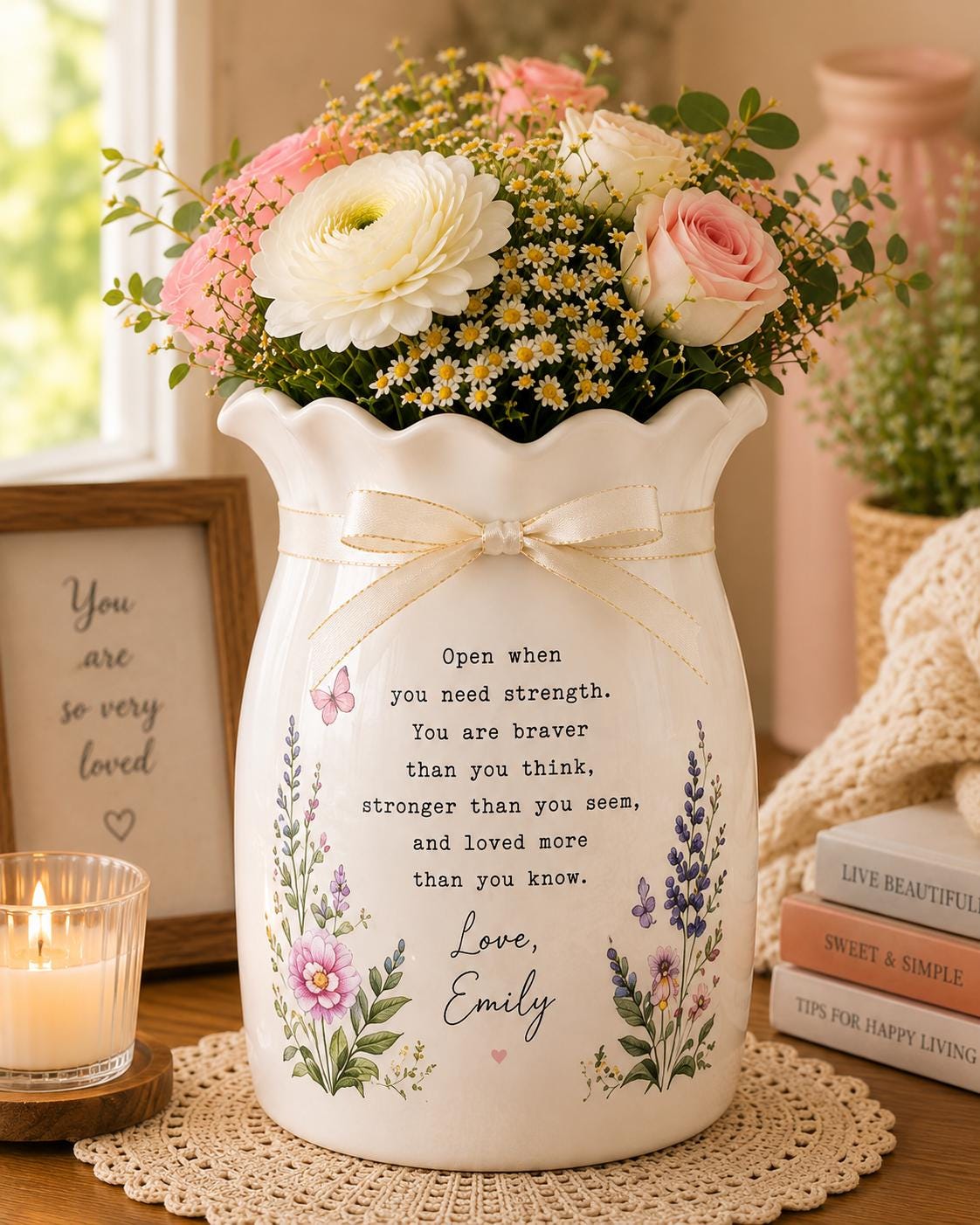 Personalized Open When Ceramic Flower Vase, Custom Encouragement Gift, Best Friend or Daughter Gift - product image 10