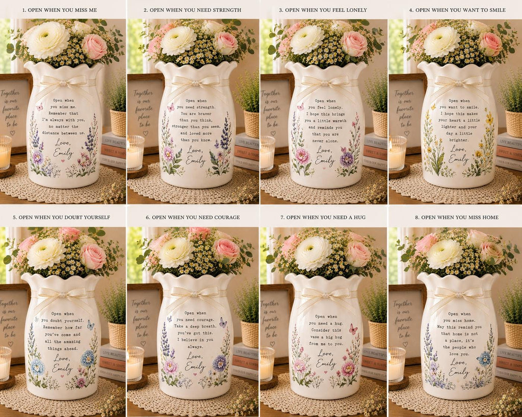 Personalized Open When Ceramic Flower Vase, Custom Encouragement Gift, Best Friend or Daughter Gift - product image 2
