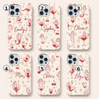 Custom Pin Up Phone Case, Retro Cocktail Mermaid iPhone Case, Personalized Cherry Girl Gift