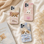 Personalized Teddy Bear iPhone Case, Pastel Bedtime Bear Name Cover