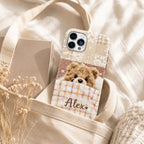 Personalized Teddy Bear iPhone Case, Pastel Bedtime Bear Name Cover