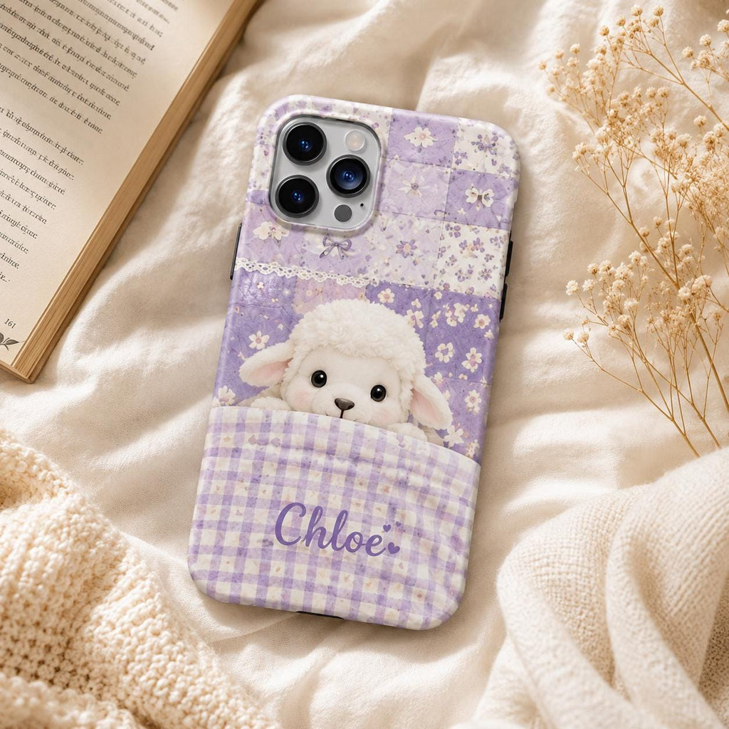 Personalized Teddy Bear iPhone Case, Pastel Bedtime Bear Name Cover