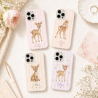 Personalized Fawn Pink Stripe iPhone Case, Baby Animal Tough Protection