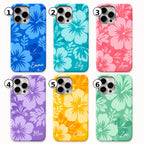 Custom Hibiscus Phone Case, Personalized Blue Tropical iPhone Case, Beach Flower Name Case Gif