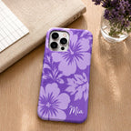 Custom Hibiscus Phone Case, Personalized Blue Tropical iPhone Case, Beach Flower Name Case Gif