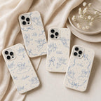 Custom Cherub Phone Case, Personalized Angel Toile iPhone Case, Blue Coquette Name Case Gift